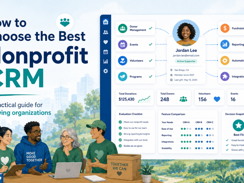 Blog illustration representing how to choose the best nonprofit crm